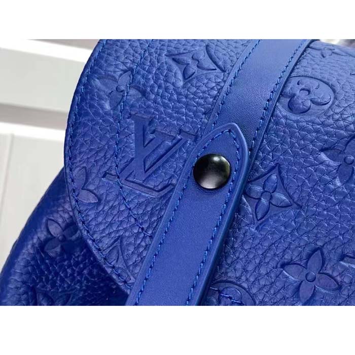 Louis Vuitton LV Unisex Christopher MM Backpack Racing Blue Embossed Taurillon Monogram Cowhide Leather