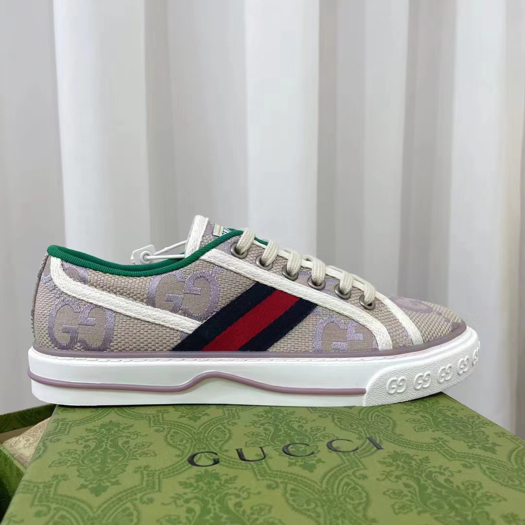 Louis Vuitton LV Unisex Tennis 1977 Jumbo GG Sneaker Beige Lilac Jumbo GG Canvas