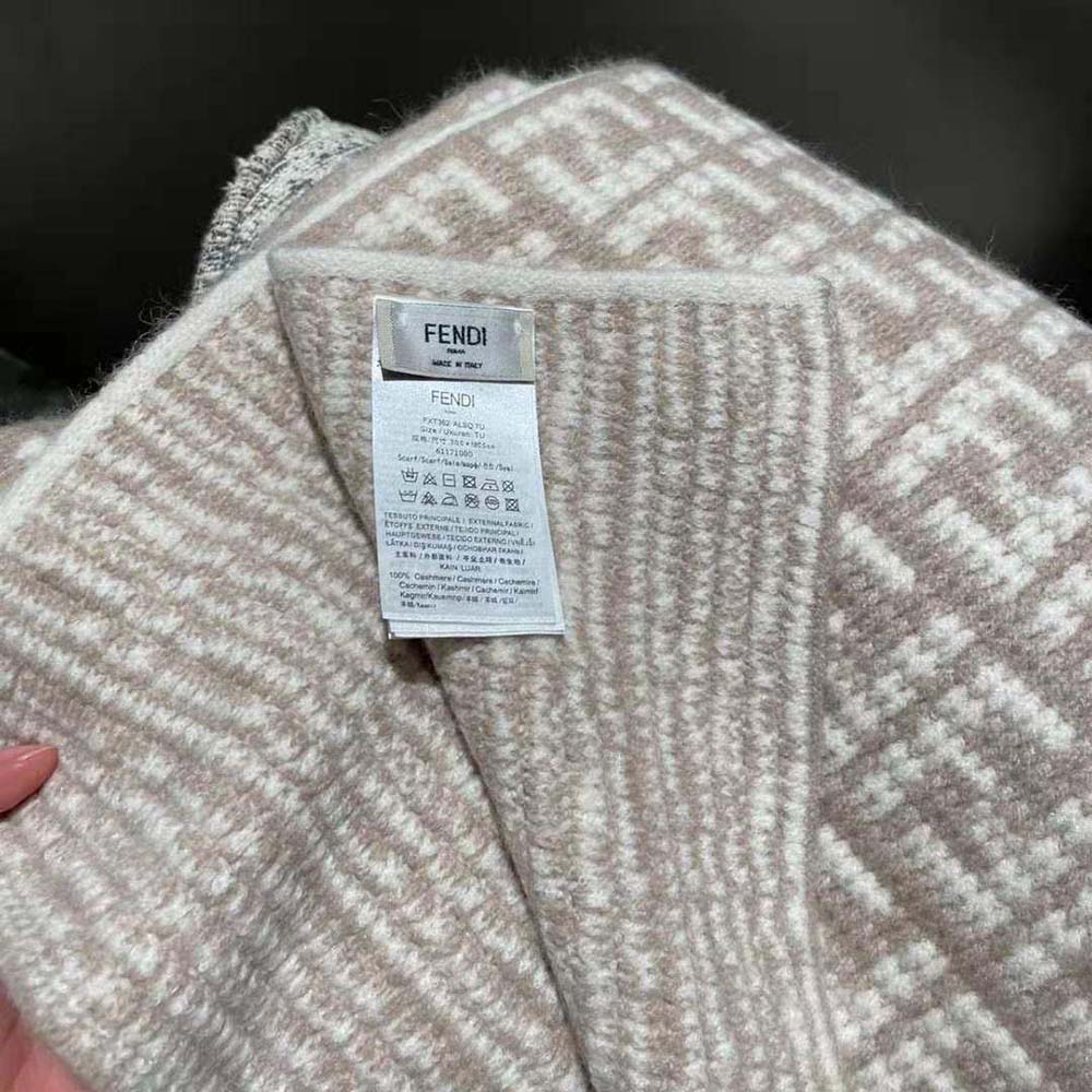 Fendi Women FF Scarf Dove Gray Cashmere Scarf