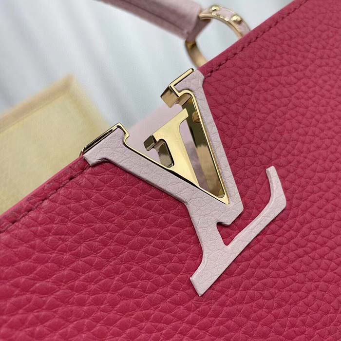 Louis Vuitton LV Women Capucines BB Handbag Magenta Jasmine Pink Taurillon Cowhide Leather