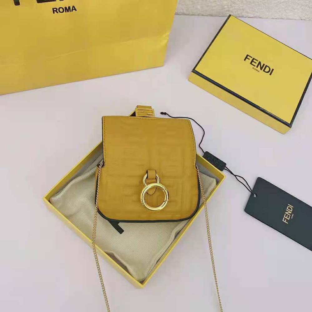 Fendi Women Nano Baguette Charm Yellow Nappa Leather Charm