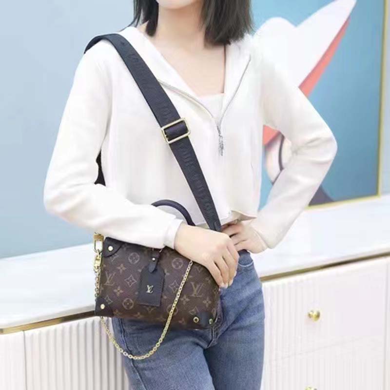 Louis Vuitton LV Women Petite Malle Souple Black Monogram Coated Canvas