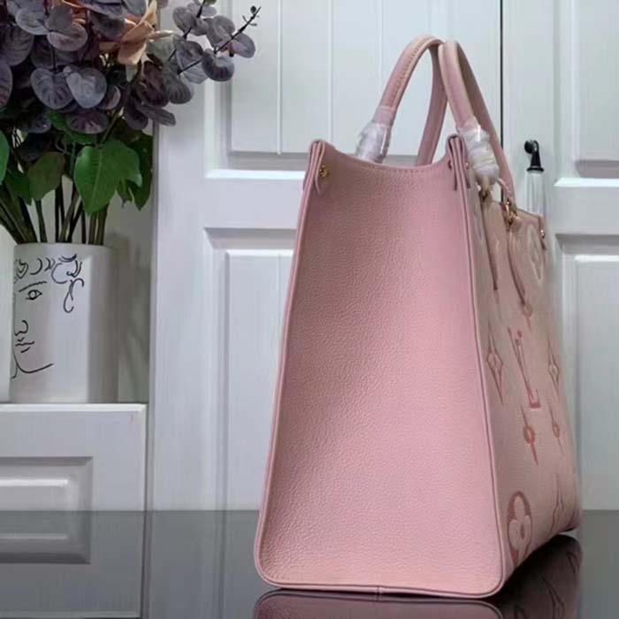Louis Vuitton LV Women OnTheGo MM​ Gradient Pink Monogram Empreinte Embossed Cowhide Leather