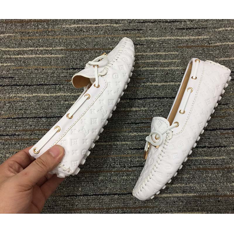 Louis Vuitton Unisex LV Arizona Moccasin White Monogram Canvas Tubular Construction