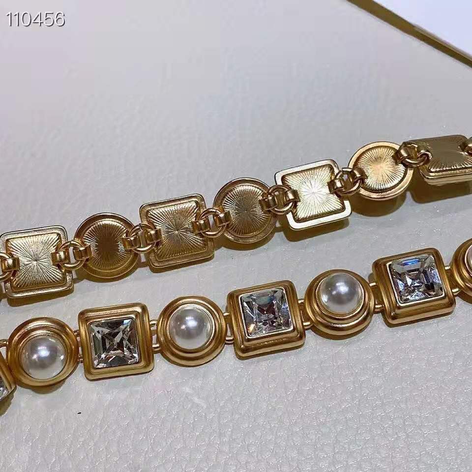 Chanel Women Gold-Tone Glass Pearls Gold & Crystal Belt