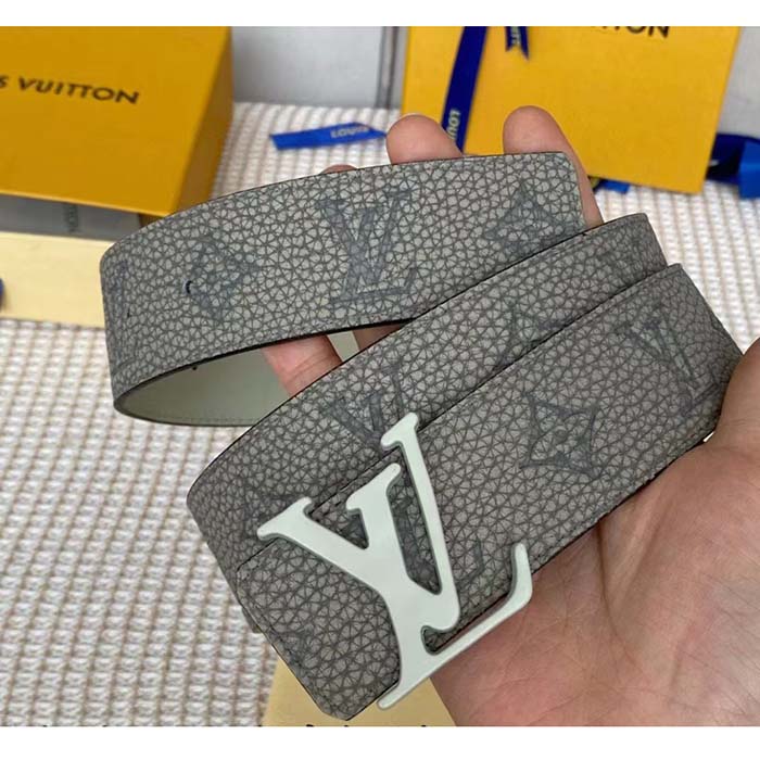 Louis Vuitton Unisex LV Shape MNG Climbing 40 MM Grey Reversible Belt Monogram Taurillon Leather