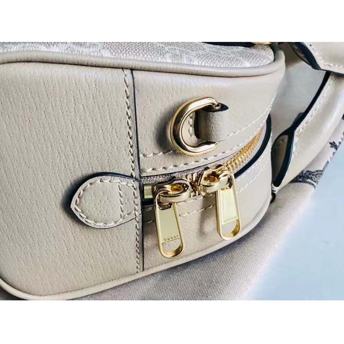 Gucci GG Unisex Ophidia Mini GG Top Handle Bag Beige White Supreme Canvas