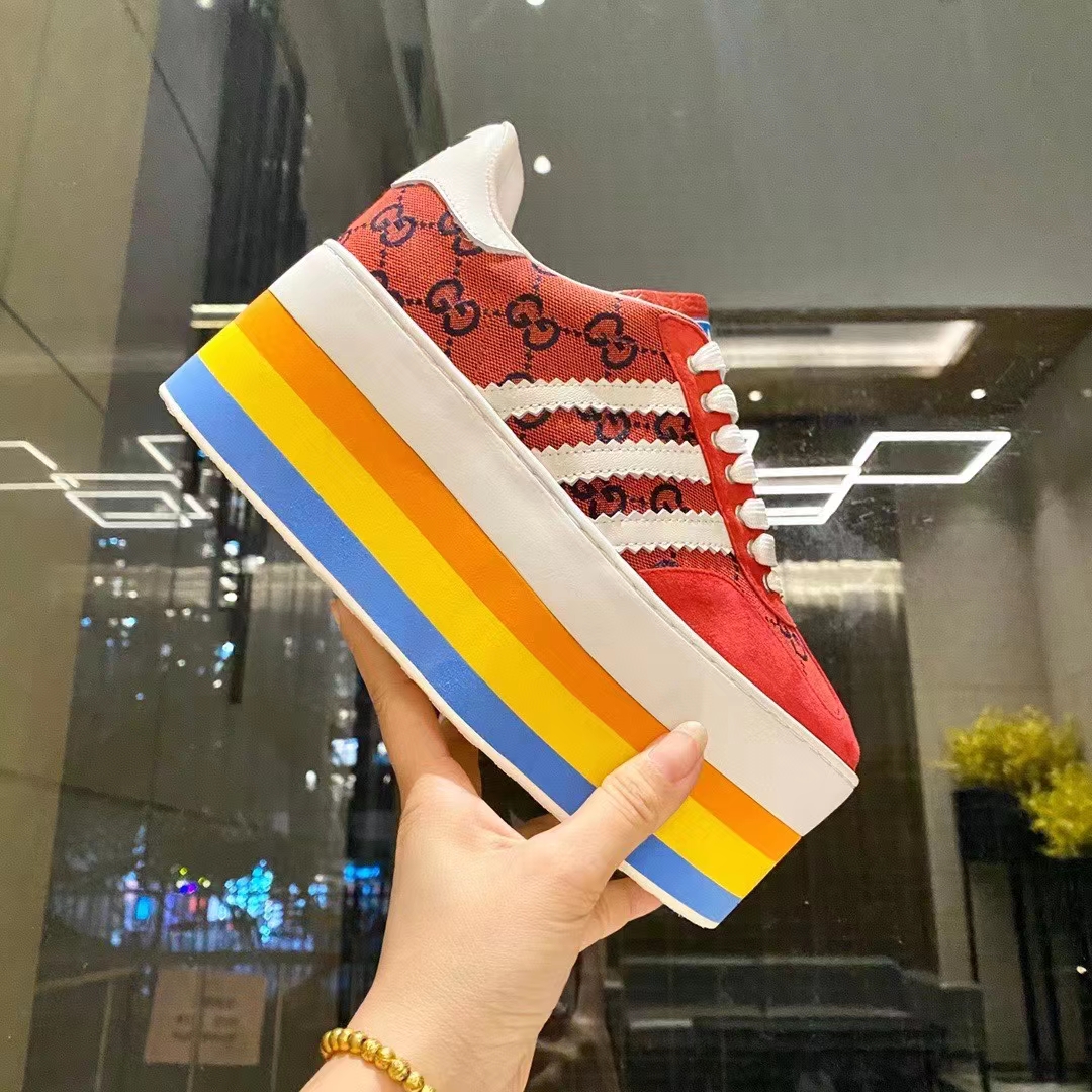 Gucci Women Adidas x Gucci GG Gazelle Sneaker Red Velvet Details Demetra