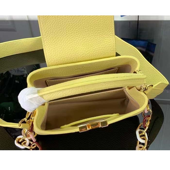 Louis Vuitton LV Women Capucines Mini Handbag Yellow Taurillon Cowhide Leather