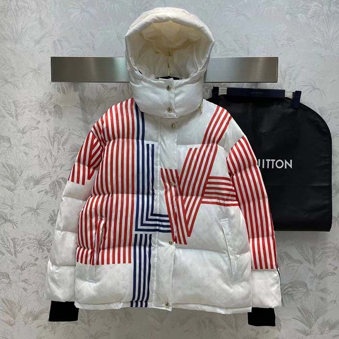 Louis Vuitton Women LV SKI LV Stripes Puffer Jacket Monogram Jacquard Polyamide White
