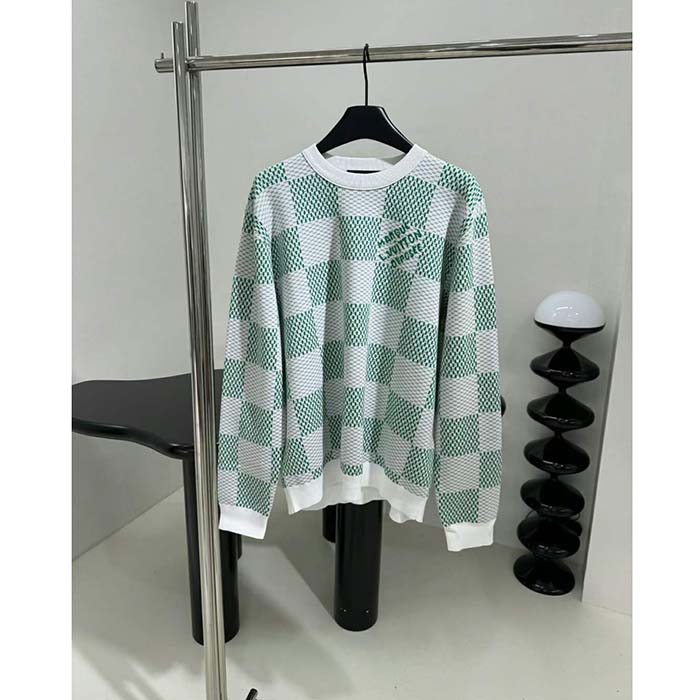 Louis Vuitton LV Women Damier Cotton Sweatshirt Classic Fit Green 1AFJHG