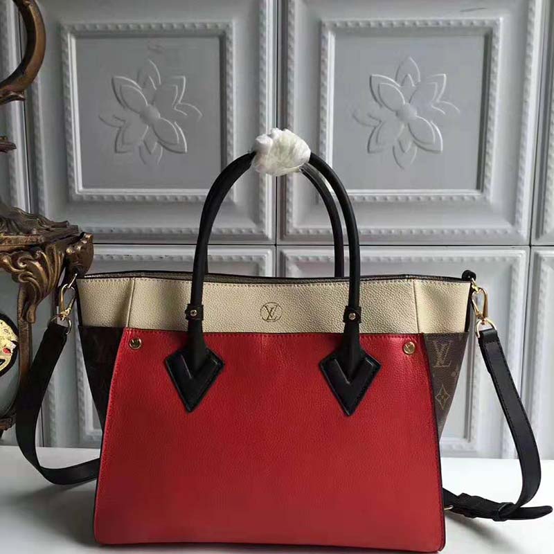Louis Vuitton LV Women On My Side Bag in Small-Grained Calf Leather-Red
