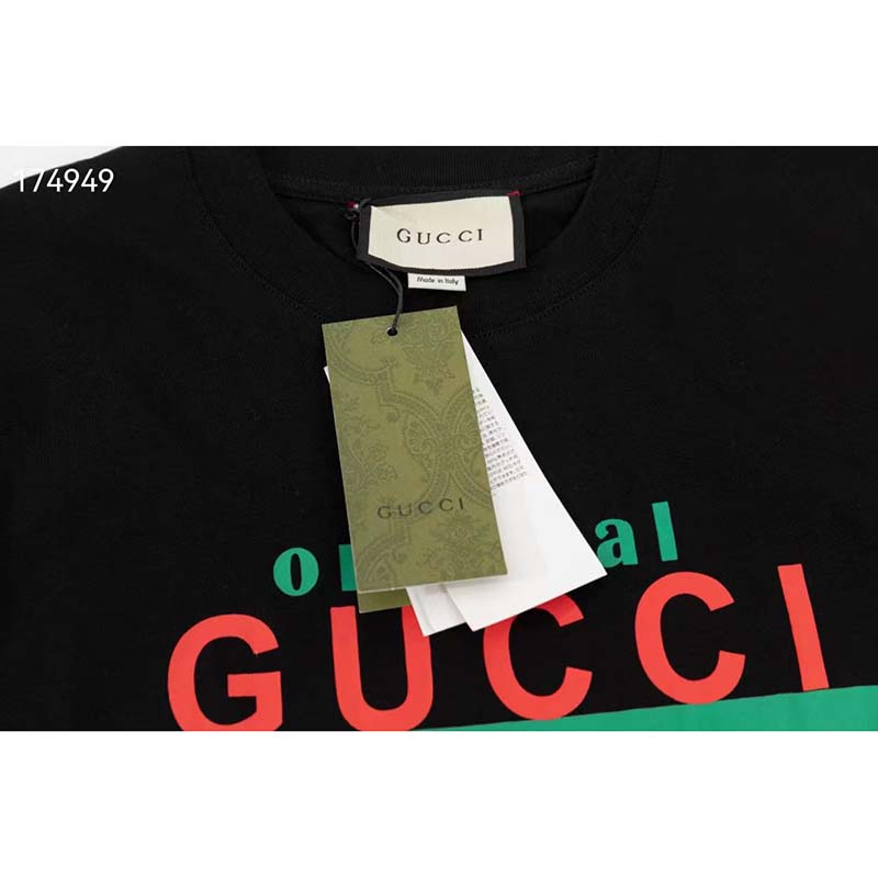 Gucci GG Men Original Gucci Print Oversize T-Shirt Black Cotton Jersey Crewneck