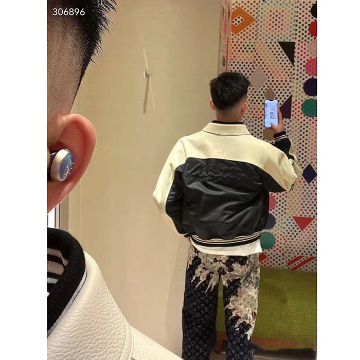 Louis Vuitton Men LV Leather And Nylon Blouson Regular Fit Embossed Vuitton Signature Calf