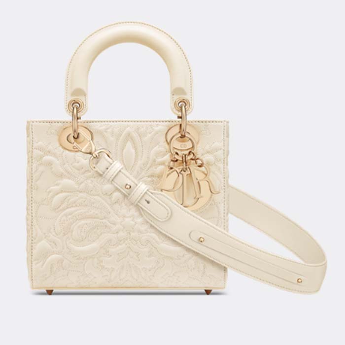 Dior Women CD Small Lady Dior My ABCDior Bag Latte Quilted-Effect Lambskin