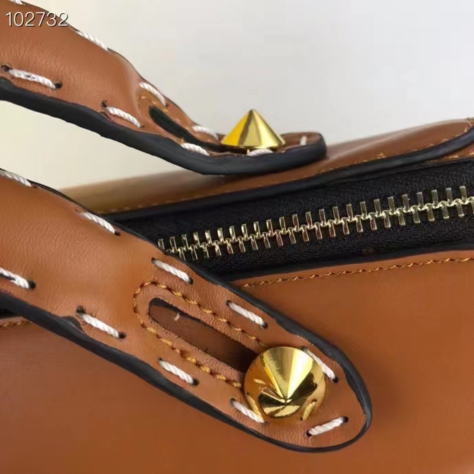 Fendi FF Women By The Way Medium Light Brown Leather Elaphe Boston Bag