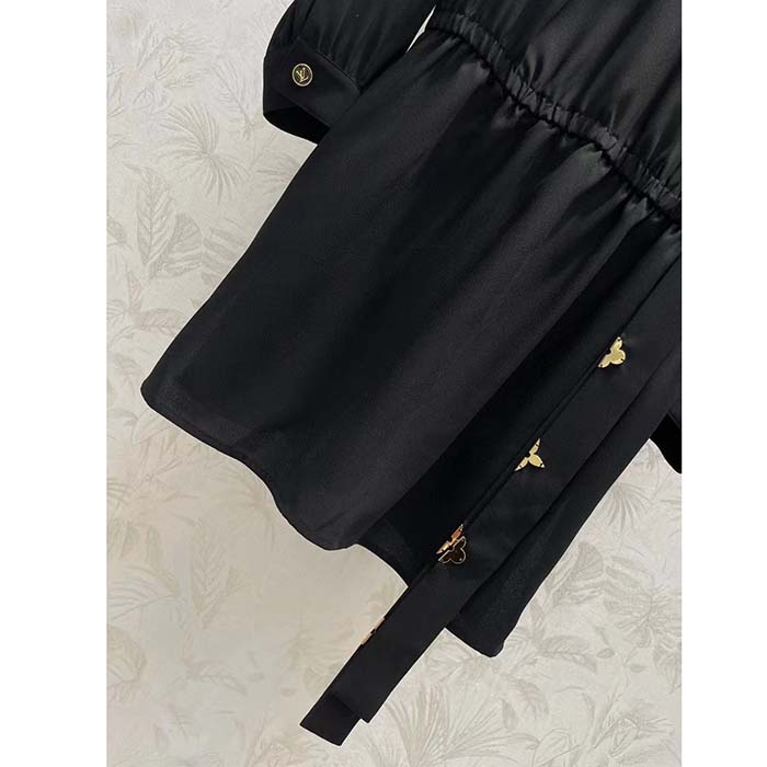 Louis Vuitton Women LV Shirt Dress Polyester Black Regular Fit