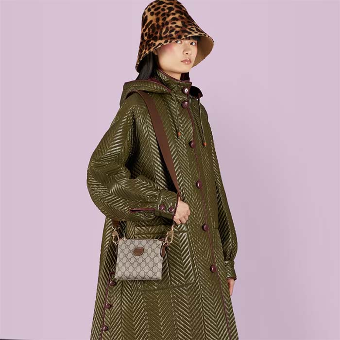 Gucci Unisex Messenger Bag Interlocking G Beige GG Supreme Canvas