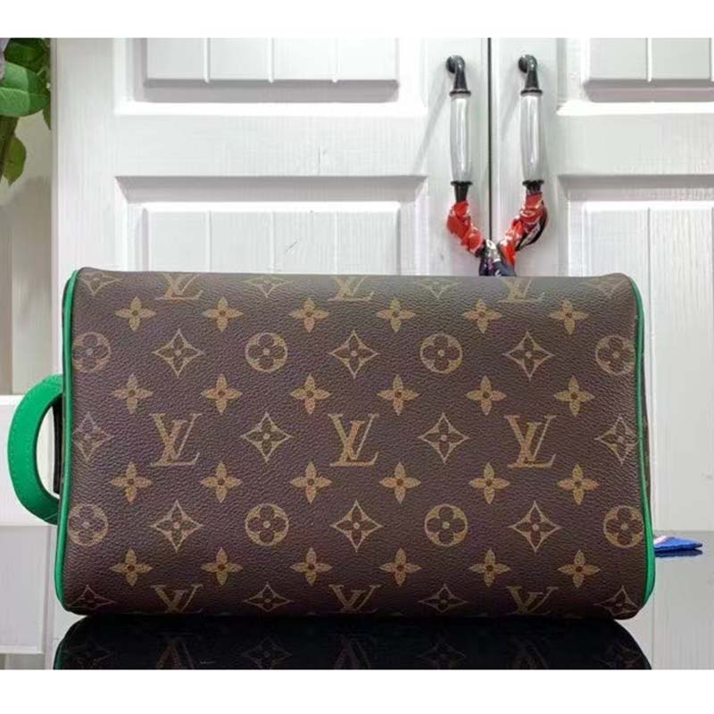 Louis Vuitton LV Unisex Dopp Kit Toilet Pouch Monogram Macassar Coated Canvas