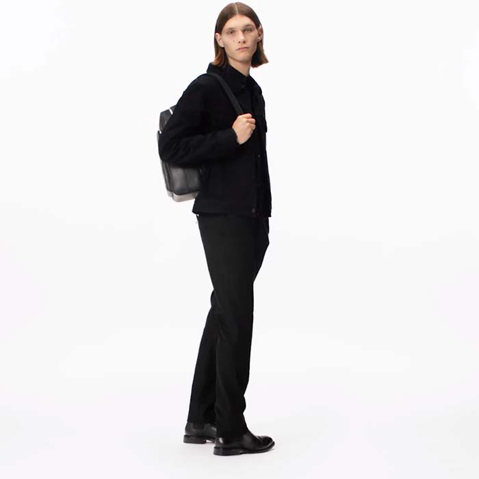 Louis Vuitton LV Unisex Adrian Backpack Black Taiga Cowhide Leather Textile Lining