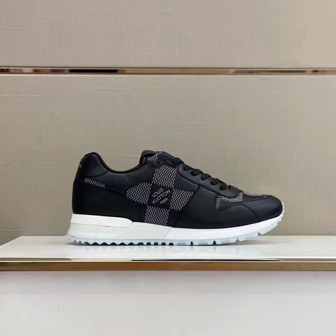 Louis Vuitton LV Unisex Run Away Sneaker Black Maxi Damier Embossed Grained Calf