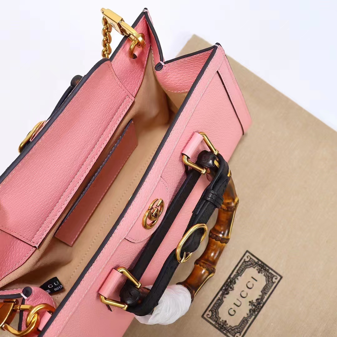 Gucci Women GG Diana Small Shoulder Bag Pink Leather Double G