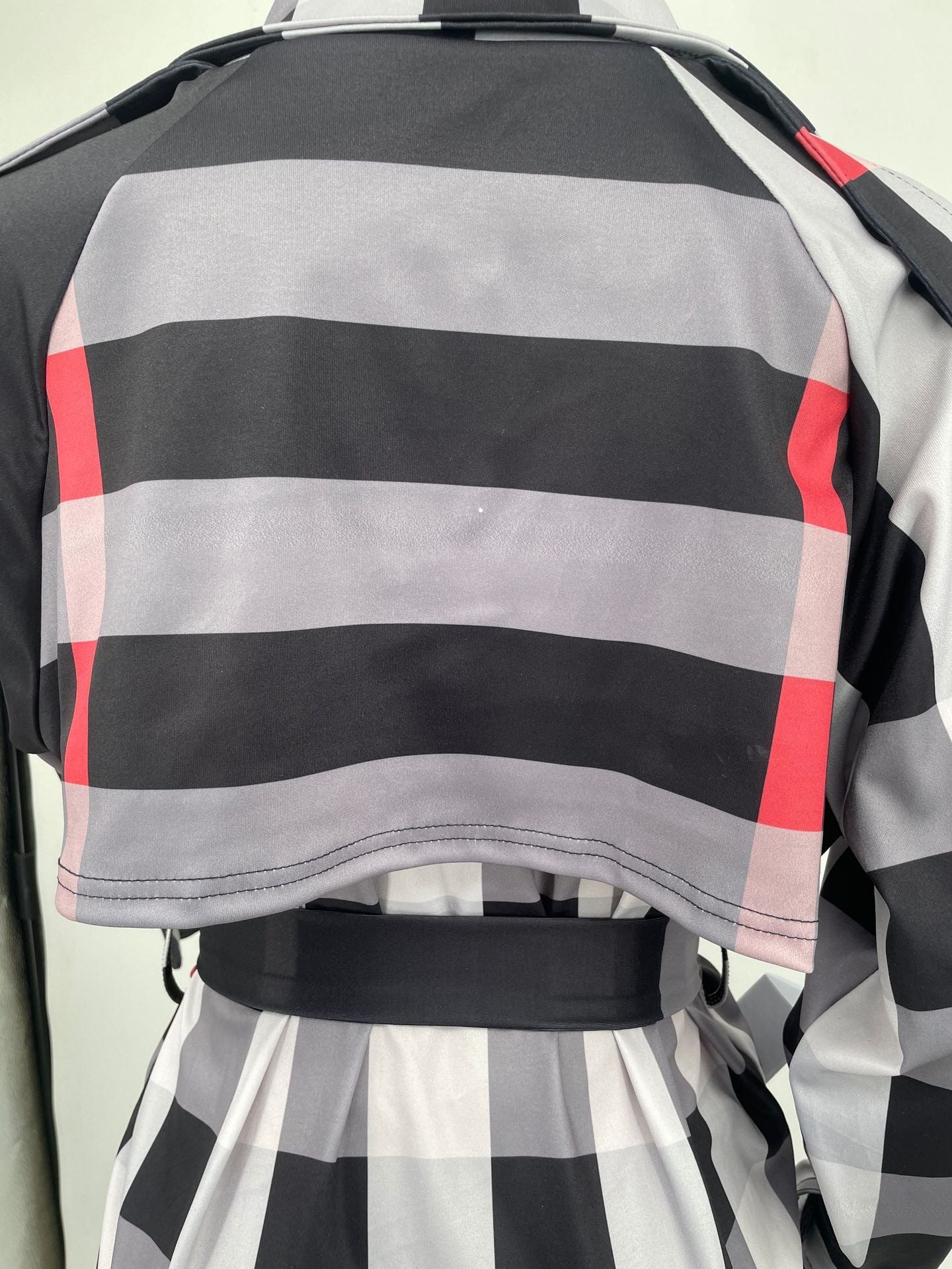 Fashion Women's Checkered Trench Coat 1023121503