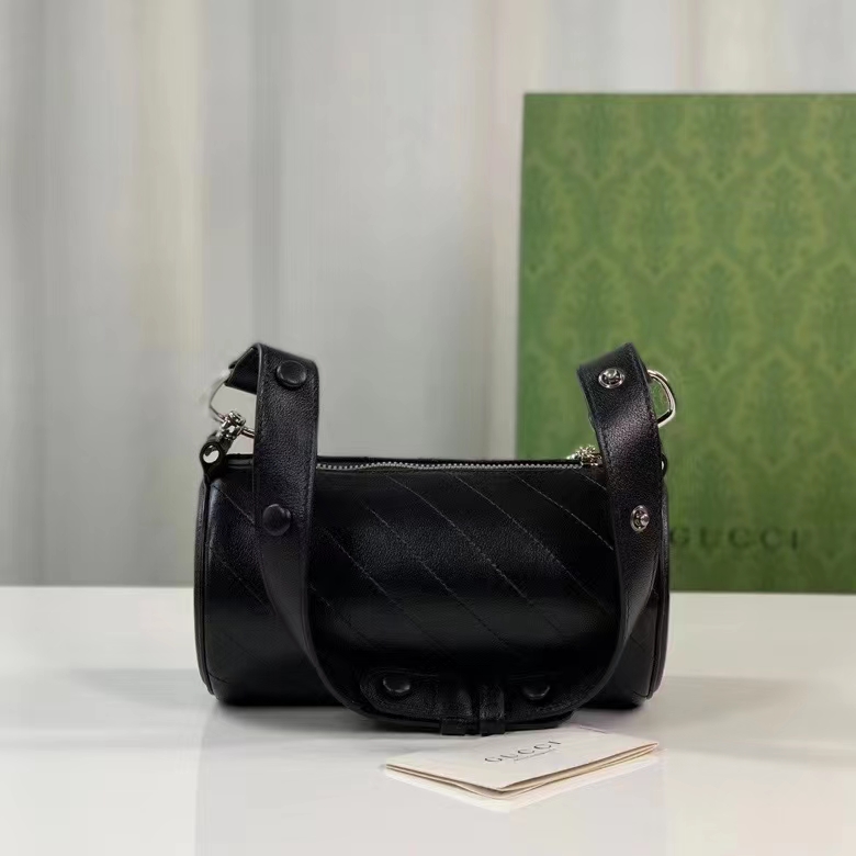 Gucci Women GG Blondie Mini Shoulder Bag Round Interlocking G Black Leather