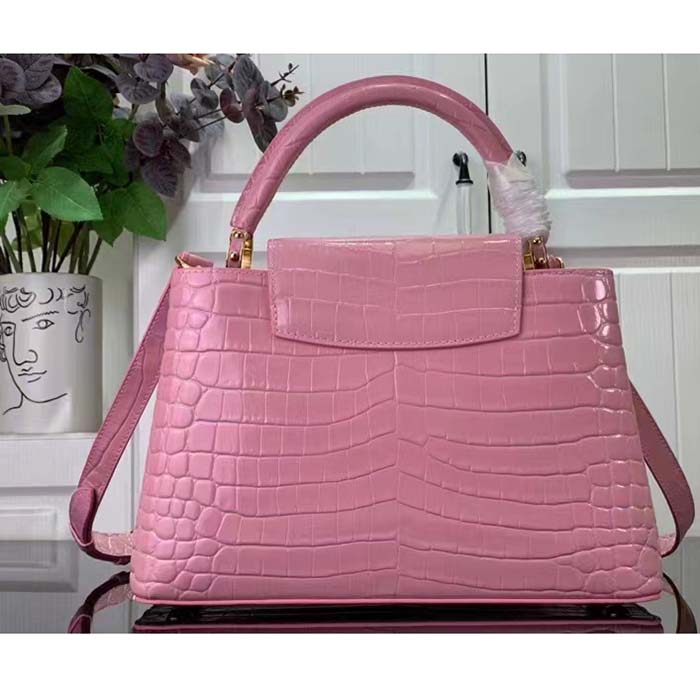 Louis Vuitton LV Women Capucines MM Handbag Pink Crocodilien Brillant Savoir Faire