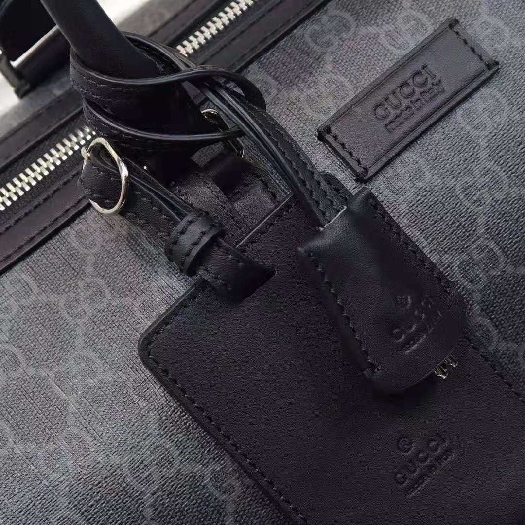 Gucci GG Men GG Black Carry-On Duffle in Black/Grey Soft GG Supreme
