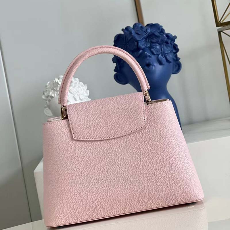 Louis Vuitton LV Women Capucines MM Handbag Pink Taurillon Leather Canvas