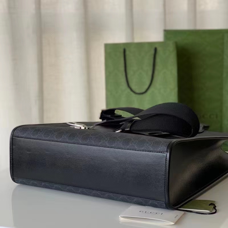 Gucci Unisex Medium Tote Bag Interlocking G Black GG Supreme Canvas