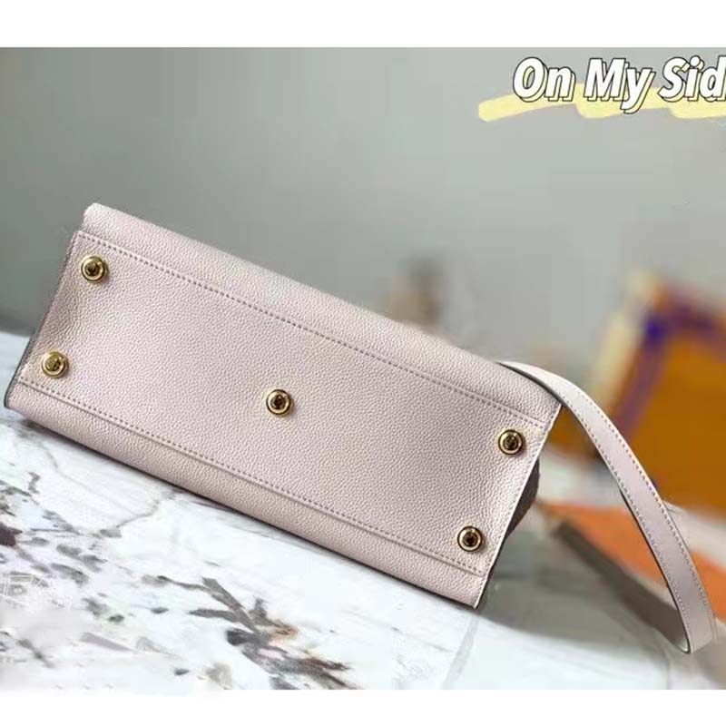 Louis Vuitton LV Women On My Side MM Tote Greige Calfskin Monogram Canvas