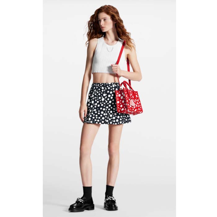 Louis Vuitton LV Women LV x YK OnTheGo PM​ Red White Embossed Grained Monogram Empreinte Cowhide