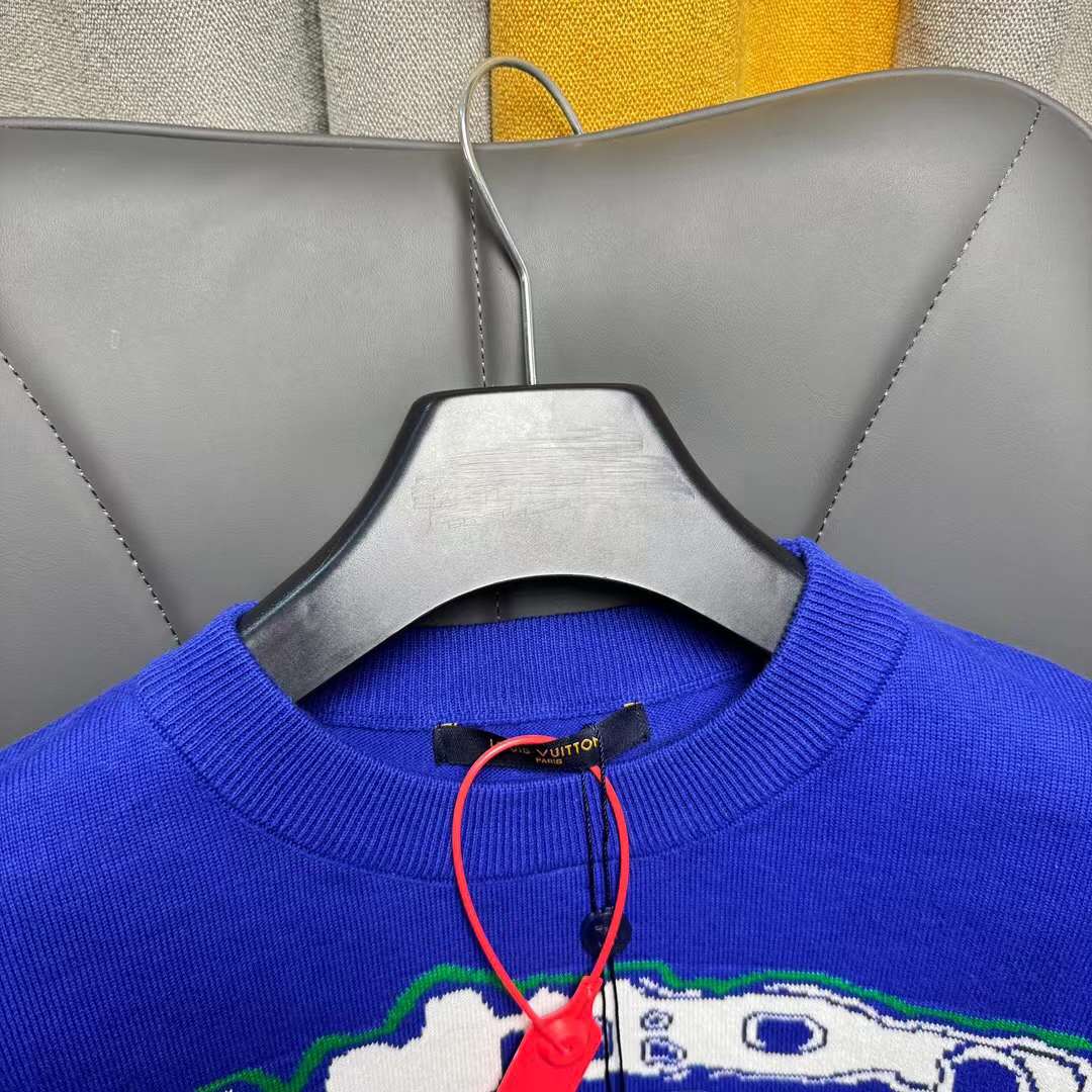 Louis Vuitton LV Women Short-Sleeved Cotton Intarsia Crewneck Regular Fit 1ABXYR