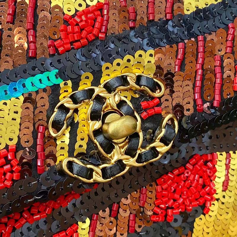 Chanel Women CC Only 1 Bag Set Of 4 Minis Bags Lambskin Sequins Glass Pearls