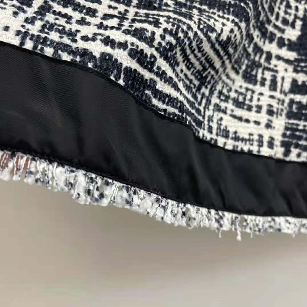 Prada Women Printed Tweed Miniskirt-Black