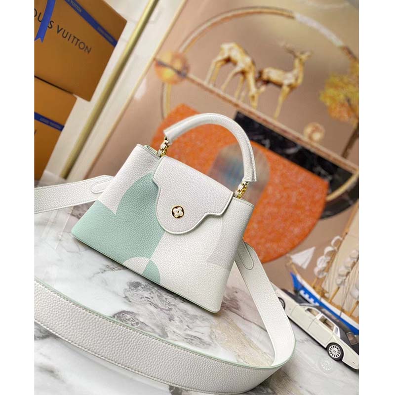Louis Vuitton LV Women Capucines BB Jade White Taurillon Cowhide Leather
