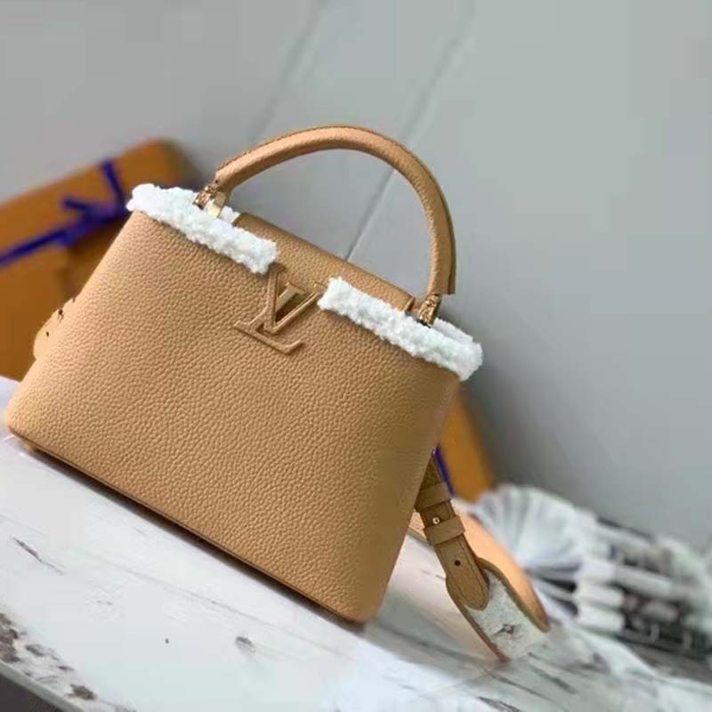 Louis Vuitton LV Women Capucines BB Bag Arizona Taurillon Leather Shearling