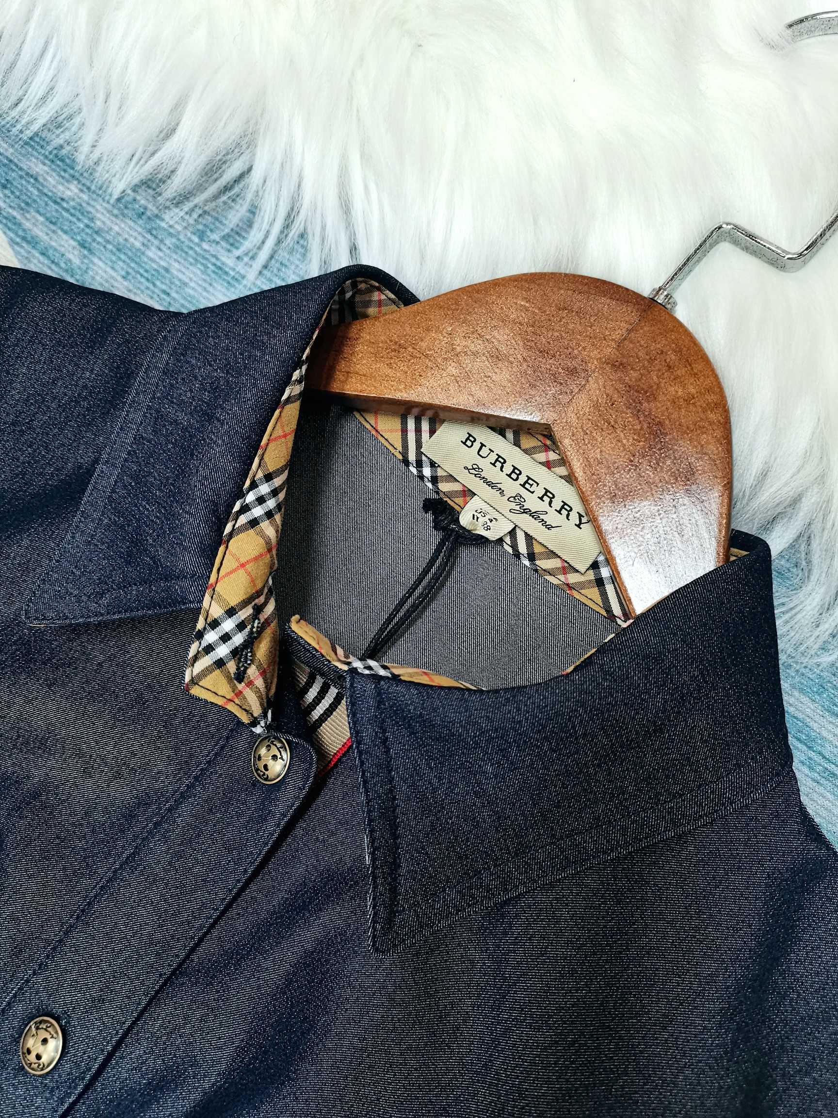 Classic plaid slim fit denim dress with temperament 1025061810