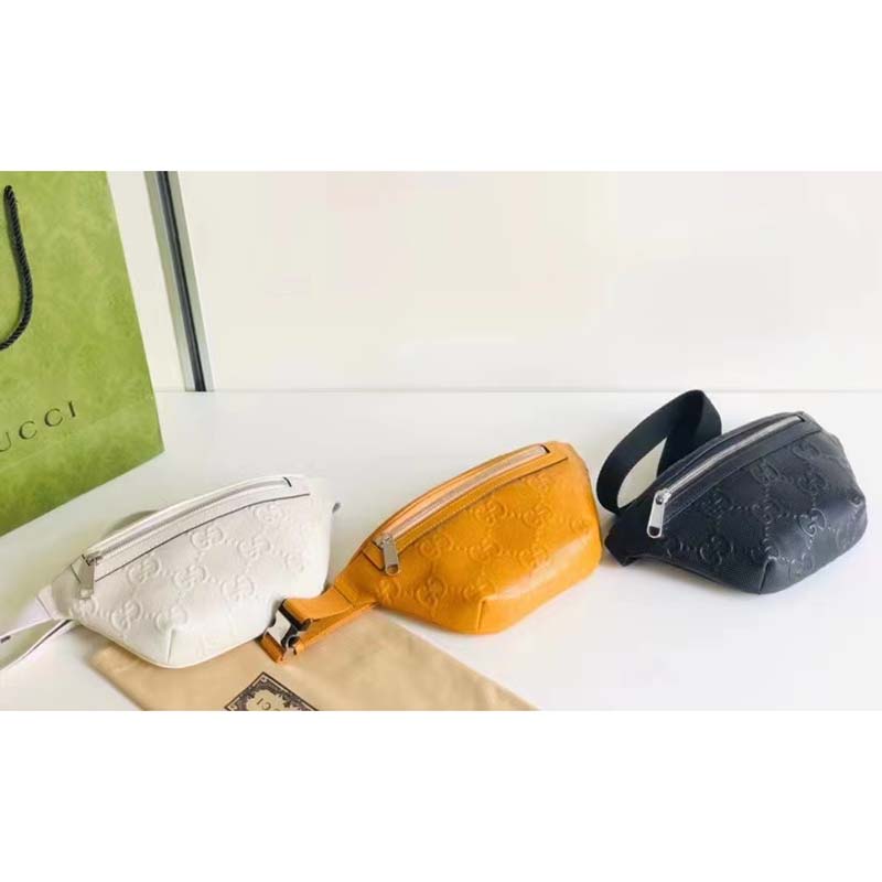 Gucci Unisex GG Embossed Belt Bag Black Tonal Leather