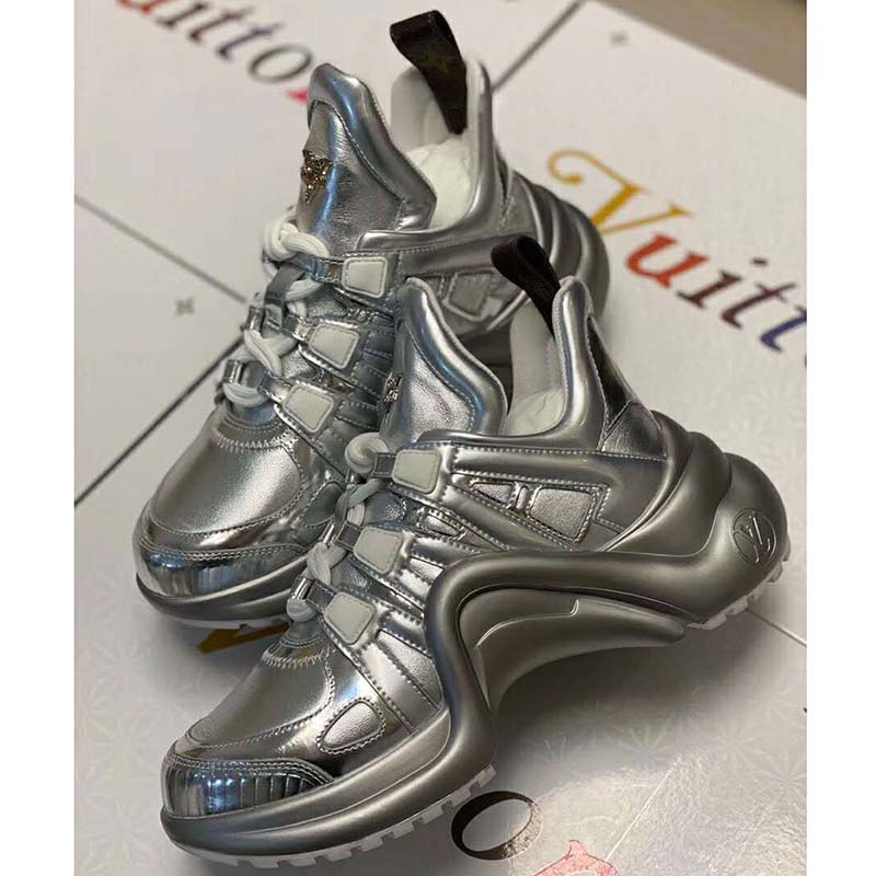 Louis Vuitton LV Women LV Archlight Sneaker in Leather and Technical Fabrics-Silver
