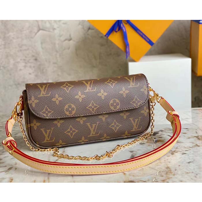 Louis Vuitton Women LV Wallet On Chain Ivy Brown Monogram Coated Canvas