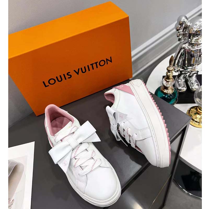 Louis Vuitton Unisex LV Shoes Time Out Sneaker Rose Clair Pink Calf Leather Rubber Outsole