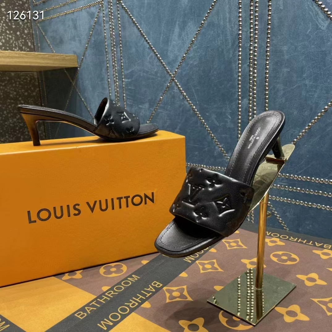 Louis Vuitton LV Women Revival Mule Black Monogram Embossed Lambskin 5.5 cm Heel