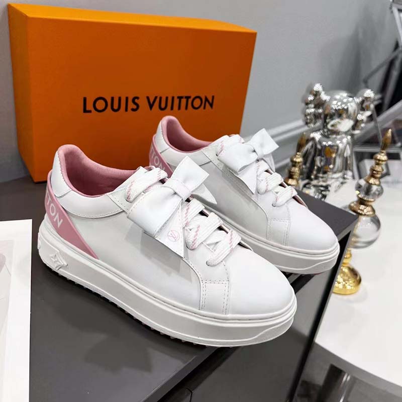 Louis Vuitton Unisex LV Shoes Time Out Sneaker Rose Clair Pink Calf Leather Rubber Outsole