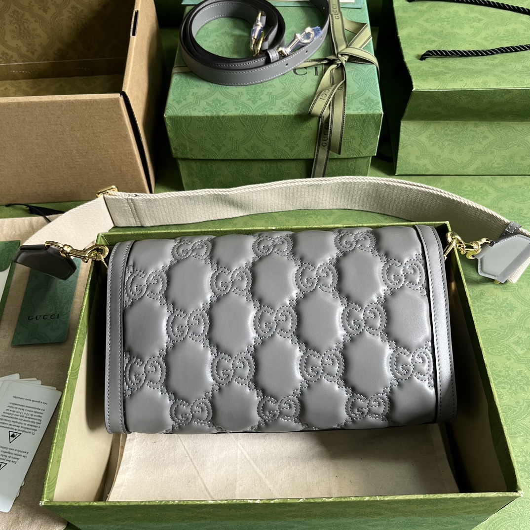 Gucci Women GG Matelassé Small Bag Light Grey Double G