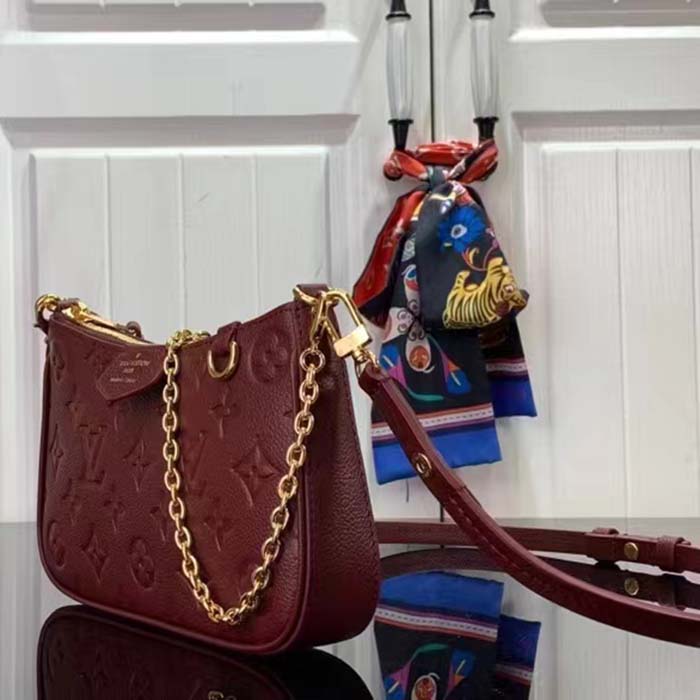 Louis Vuitton LV Women Easy Pouch Wine Red Monogram Empreinte Embossed Grained Cowhide Leather