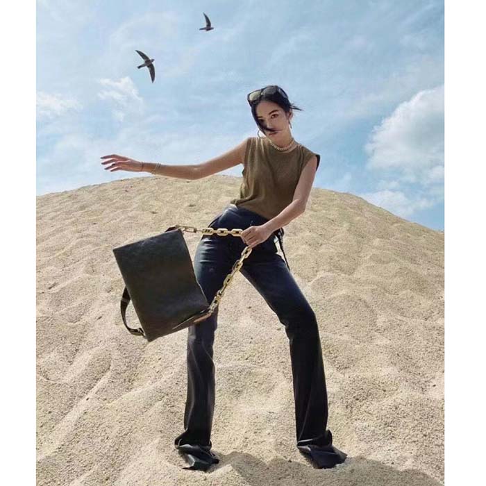 Louis Vuitton LV Women Coussin MM Handbag Black Monogram Embossed Puffy Lambskin