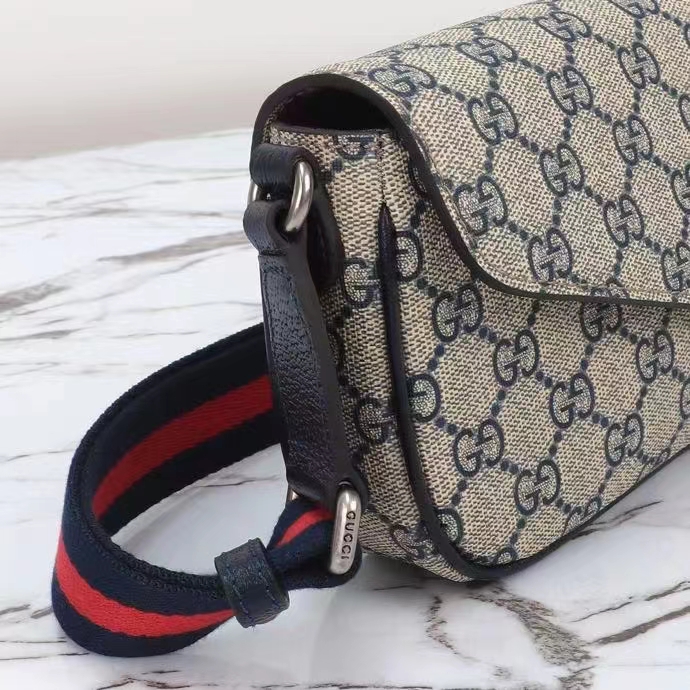 Gucci Unisex Ophidia Mini Bag Beige Blue GG Supreme Canvas Double G